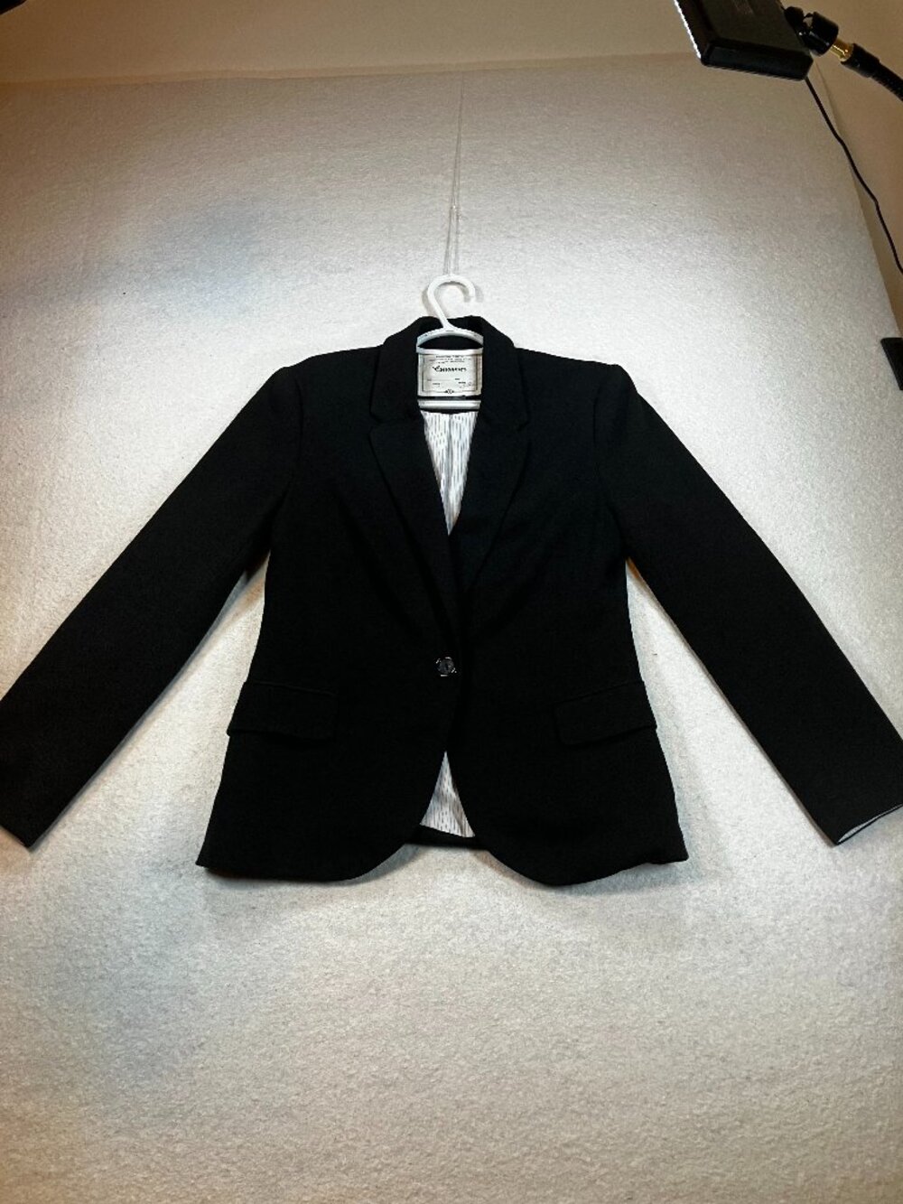 ANTHROPOLOGIE CARTONNIER Women  One Button Blazer Jacket Sz M Black Knit Preppy